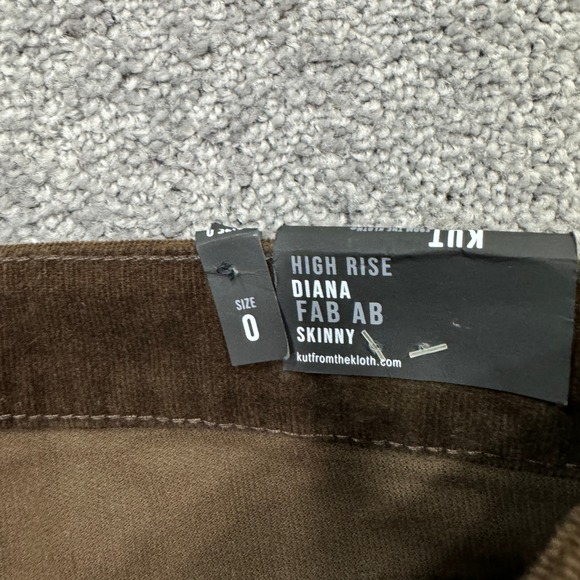 Kut from the Kloth Pants Womens 0 Brown Corduroy High Rise Diana Skinny Fab Ab - Picture 10 of 10